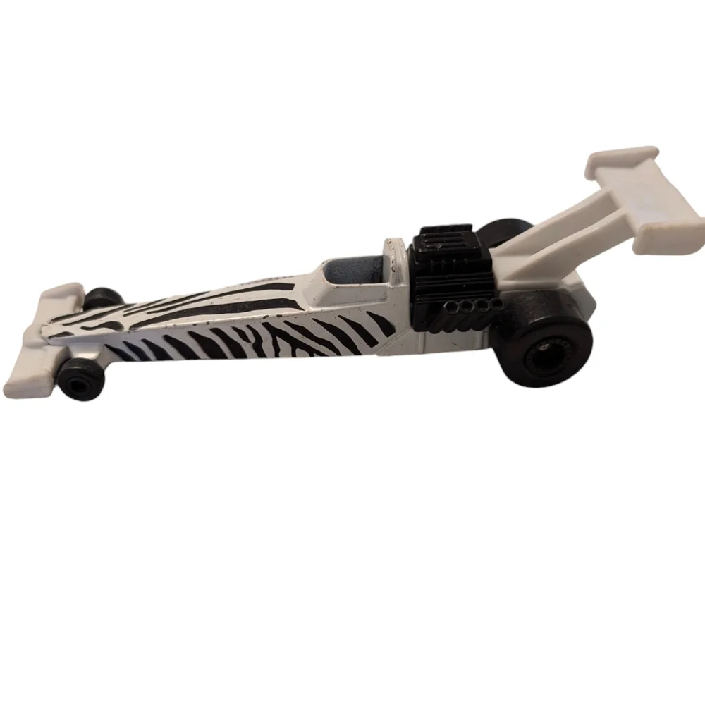 VINTAGE Zebra Hot Wheels Dragster Mattel 1993 Black White Toy Car Retro